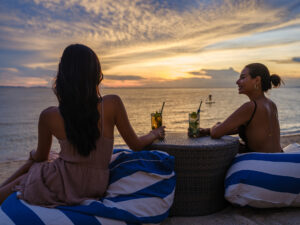 The Beach Club Pattaya sunset cocktails and bean bags